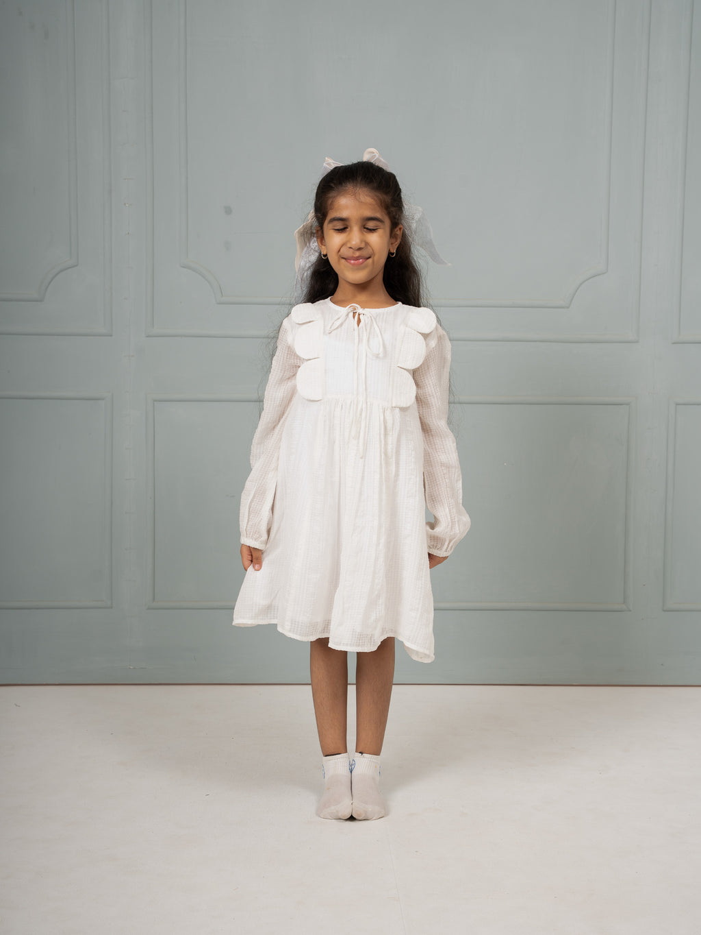 Cream Check Picnic Dress