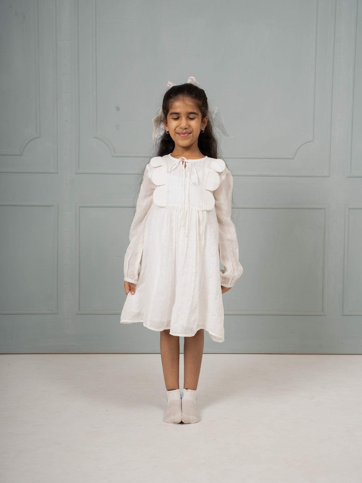 Cream Check Picnic Dress