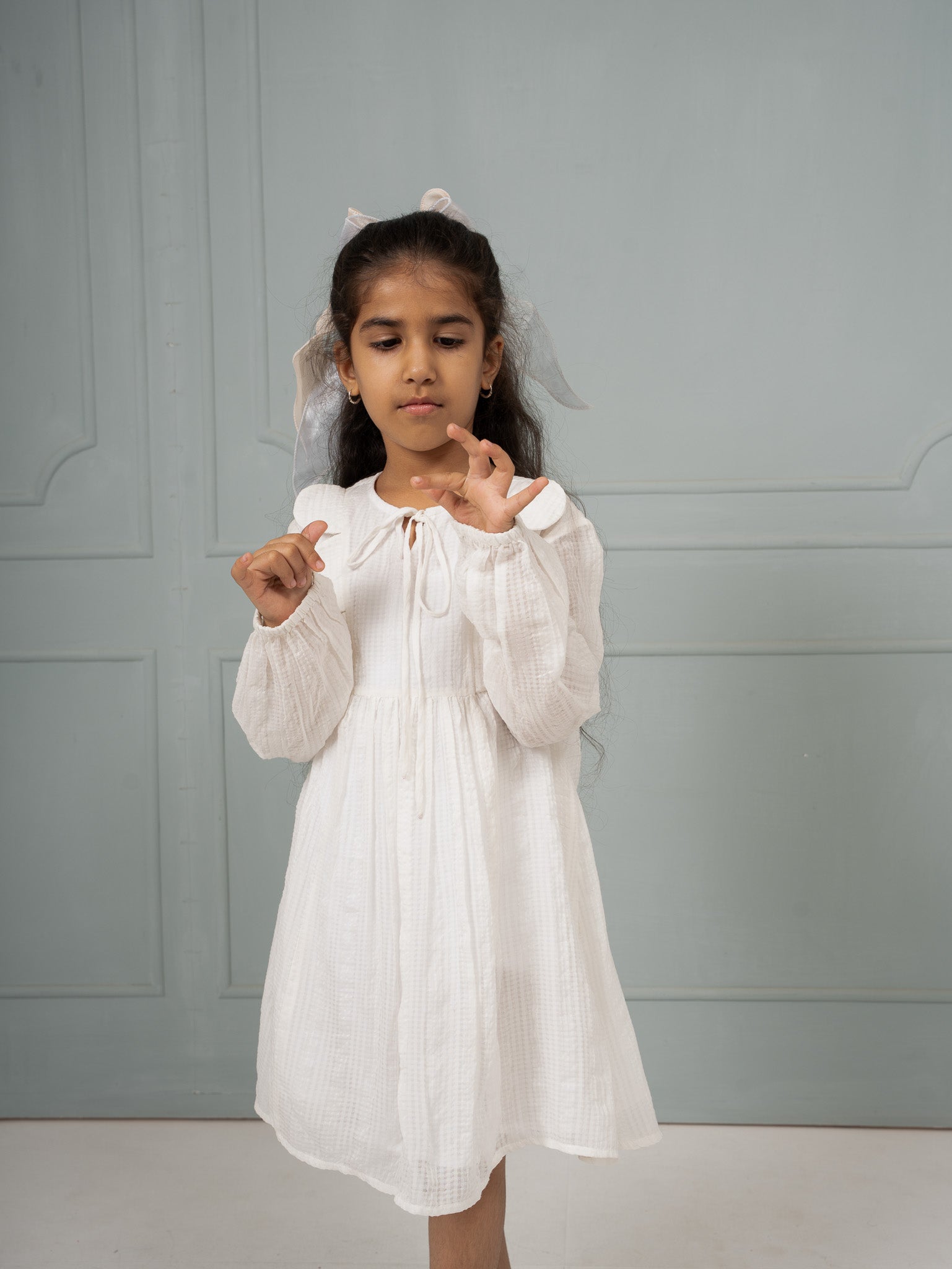 Cream Check Picnic Dress