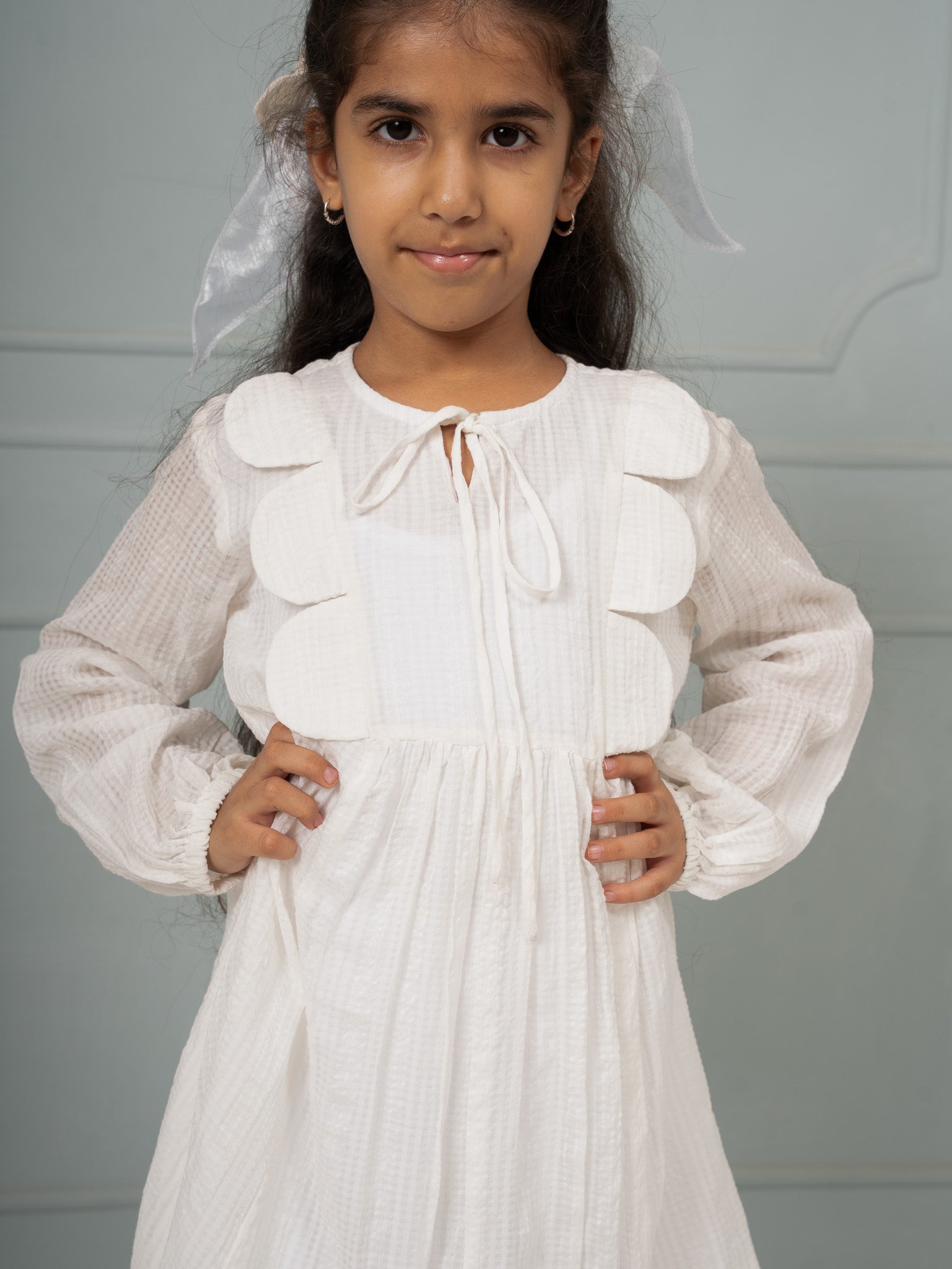 Cream Check Picnic Dress